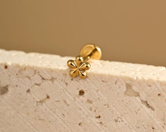 18G/16G Mini Flower Internally Threaded Labret,Push Pin Tragus Stud,Conch Earrings,Cartilage Helix Stud,Flat Back Labret Stud,Nose Stud