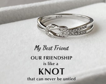 Friendship Ring - Knot Ring,Best Friend Gift,Infinity Promise Ring,Birthday Gift,Love Knot Ring Women,925 Sterling Silver Ring,Wedding Gift