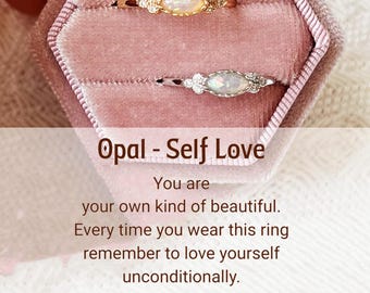 Love Yourself Oval Cut Opal Ring,925 Sterling Silver,Christmas Gift for Her