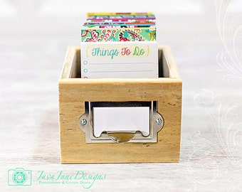 Colorful Daily To Do List Planner with Rustic Wooden Box