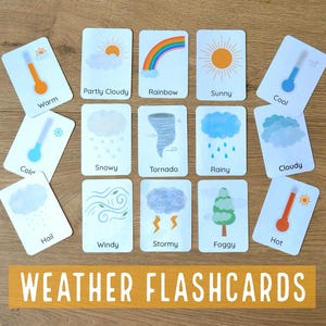 Wetter Karteikarten, Montessori Karten, Homeschool druckbare Karten, Kleinkind Vorschule Lernkarten, Klassenzimmer Dekor, Lehrer Materialien