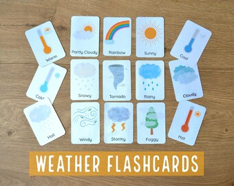 Wetter Flash Karten: Montessori Homeschool Printable (digitaler Download)