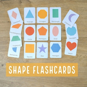 Shape Flash Cards, 2D Geometric Flash Cards, Toddler Cards, Homeschool Printable Cards, Classroom Decor, Teacher Materials, Learning Shapes