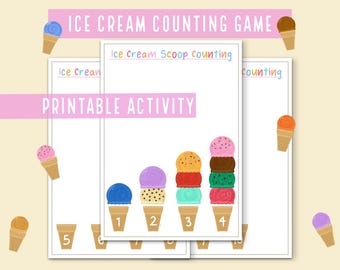 Eiscreme-Zählspiel: Druckbare Aktivität für Vorschulkinder (Learn to 10)