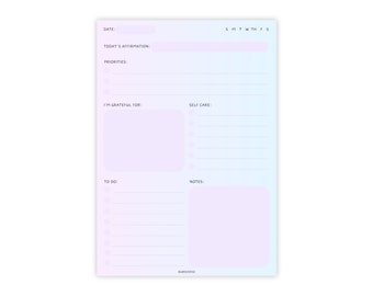 Dreamy Daily Planner Note pad, Productivity Planner, Stationery, School Planner, Daily Planner