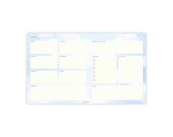 Blocco note settimanale Blue Sky, Blocco note carino, Agenda settimanale, Blocco note settimanale