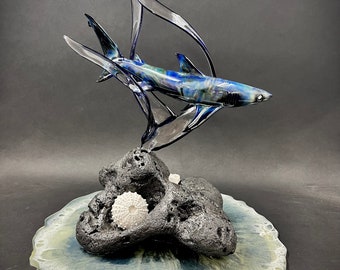 Opal eyed Reef shark glass sculpture