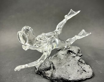 Old school diver Glass Sculpture