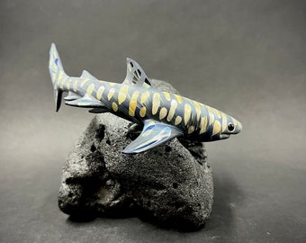 Colored tiger shark glass sculpture