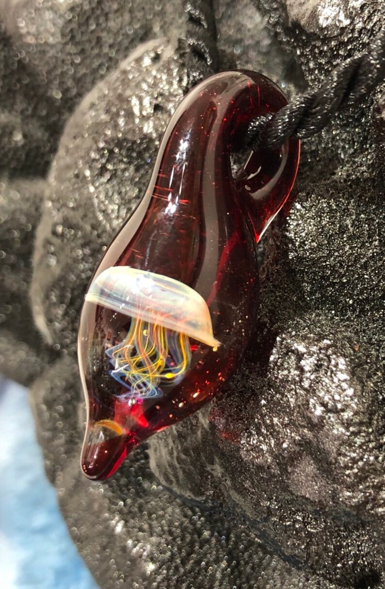 Jellyfish mini glass pendant