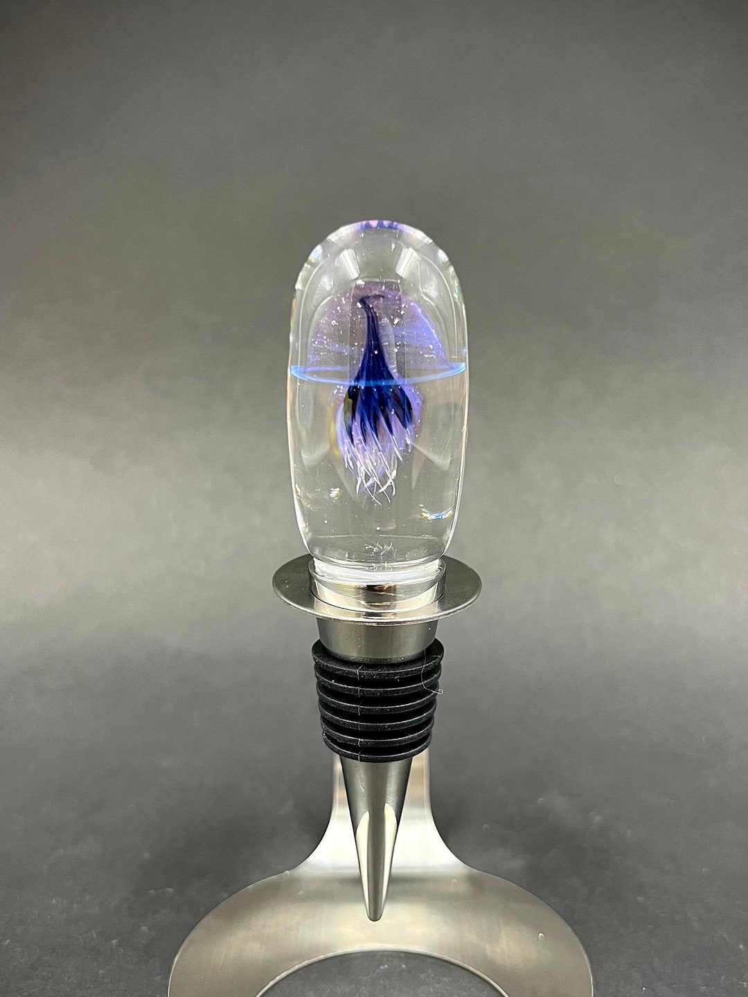 Maui Glass Jellyfish Bottle Stopper Etsy