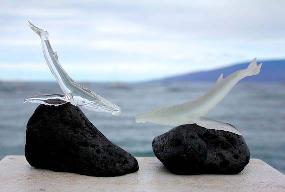 Clear glass whale sculpture
