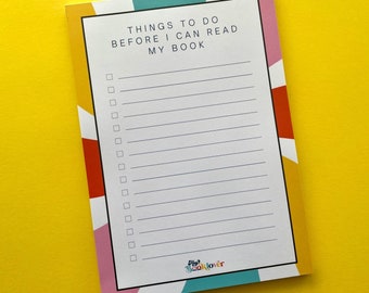 Book Lover To Do List Notepad | Bookish Gift | Booklover Stationery | Reading a Book | Tear Off Pad | Bookworm | Unique Reader Gift