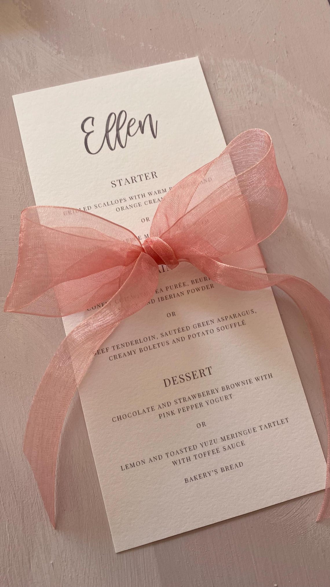 Menu With Pink Ribbon - Etsy
