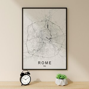 Karte Kunst, Rom Poster, Für Geschenk, Wohnzimmer Dekor, Rom Karte Poster, Karte Kunst, Vogelaugen Karte, Karte Wandkunst, Rom, Wandkunst, Karte Poster