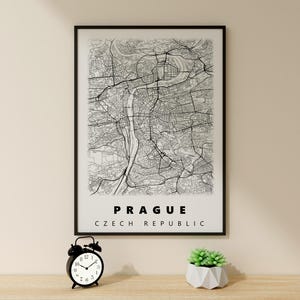 Prag Karte Poster, Für Geschenk, Wohnzimmer Dekor, Prag Karte, Kunst Karte, Vogelaugen Karte, Karte Wand Kunst, Prag Wand Kunst, Karte Poster