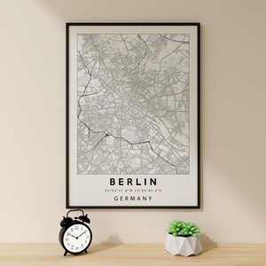 Karte Kunst, Berlin Poster, Für Geschenk, Wohnzimmer Dekor, Berlin Karte Wandkunst, Vogelaugen Karte, Karte Wandkunst, Berliner Mauer Kunst, Karte Poster