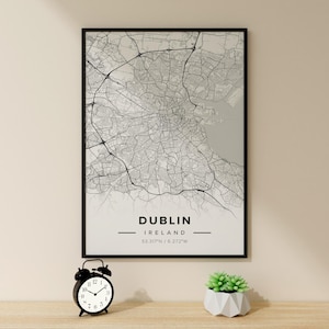 Map Art, Dublin Poster, für Geschenk, Wohnzimmer Dekor, Dublin Karte Poster, Map Art, Vogelaugen Karte, Map Wandkunst, Dublin, Wall Art, Map Poster
