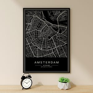 Karte Kunst, Amsterdam Poster, für Geschenk, Wohnzimmer Dekor, Amsterdam Karte Poster, Karte Kunst, Vogelaugen Karte, Karte Wandkunst, Wandkunst, Karte Poster