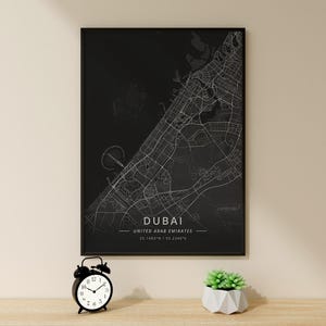Dubai Map, Wandkunst, Für Geschenk, Wohnzimmer Dekor, Dubai Poster, Karte Wandkunst, Karte Wandkunst, Karte Wanddeko, Arte, Poster