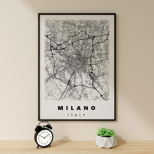 Karte Kunst, Milano Poster, Für Geschenk, Wohnzimmer Dekor, Milano Karte Poster, Kartenkunst, Vogelaugen-Karte, Karte Wandkunst, Milano Wandkunst, Karte Poster