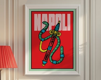 Italian Poster Art, Italian Cards, Briscola Cards,  Maximalist, Retro Italian Poster, Wall Decor, Italian, Instant Download, Travel poster