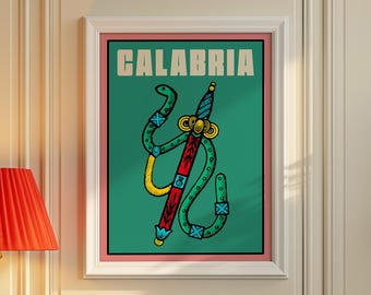 Calabria Maximalist Retro Italian Poster Art, Briscola Card Print (Digital Download)