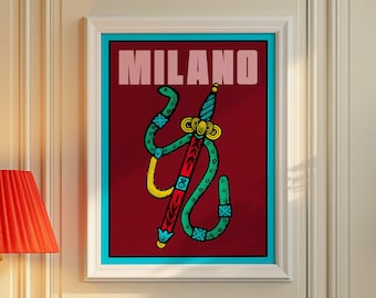 Milan Maximalist Retro Italian Poster Art, Briscola Card Print (Digital Download)