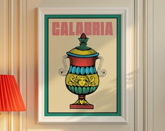 Calabria Maximalist Retro Italian Poster Art, Briscola Card Print (Digital Download)