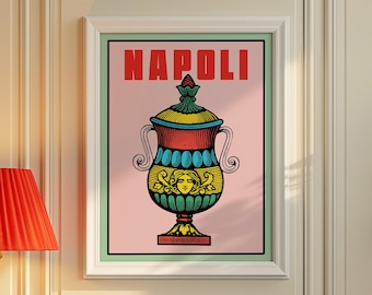 Napoli Maximalist Retro Italian Poster Art, Briscola Card Print (Digital Download)
