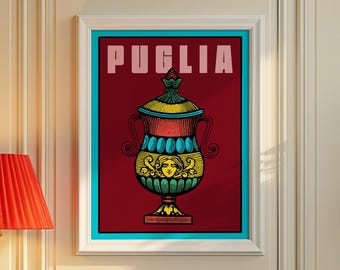 Puglia Maximalist Retro Italian Poster Art, Briscola Card Print (Digital Download)