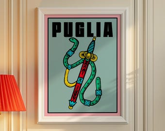 Puglia Maximalist Retro Italian Poster Art, Briscola Card Print (Digital Download)