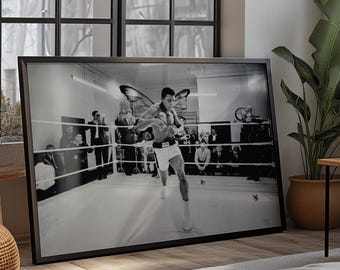 Muhammad Ali Art, Retro boxing poster, Man Cave art, Float like a butterfly sting like a bee, sports poster, Instant Download