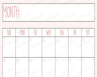 Printable Digital Download Perpetual Blank PORTRAIT Calendar | Rae Dunn Inspired | instant download |  PNG and PDF | Scalable | minimal