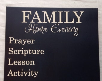 Chalkboard Family Home Evening vinyl decal for use on a chalkboard 12 x 12