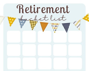 Printable digital download, Scalable Retirement Bucket List, fill in your own