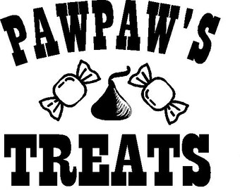 Calcomanía para tarro de galletas. Elección de golosinas de Pawpaw, tarro de golosinas de la abuela o galletas de Papá; cada opción mide 6 x 5,5 pulgadas. Elección de color.