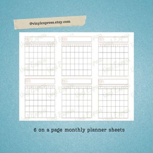 Calendario perpetuo en blanco imprimible con descarga digital, 6 hojas tamaño carta por página, inspirado en Rae Dunn, descarga instantánea, PNG y PDF