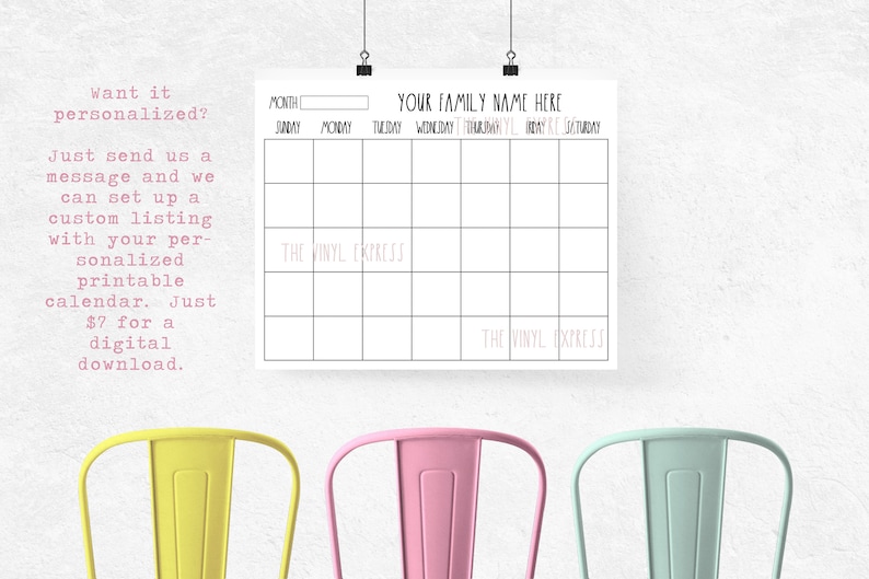 Printable Digital Download Blank Calendar Rae Dunn Inspired | Etsy