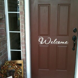 Welcome vinyl lettering decal for front door 16 x 4.5