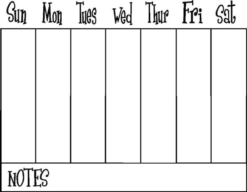 Weekly Calendar Vinyl Decal for Dry Erase Board or Frame 16 X Etsy