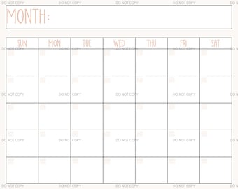 monthly calendar printable etsy