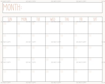 Printable Digital Download Perpetual Blank Calendar | farmhouse | instant download |  PNG and PDF | Scalable | minimal | 3 colors | boxes