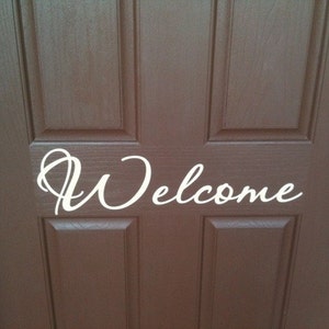 Welcome vinyl lettering decal for front door 23 x 6.5