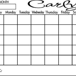 Personalized Calendar DECAL ONLY personalized and Reverse Cut to fit 16 h x 20 w frame, frame not included, DIY image 7