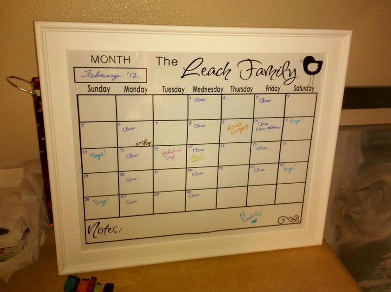 Calendar Decal personalized cut to fit 16 x 20 chalkboard whiteboard or frame, frame or whiteboard not included image 2