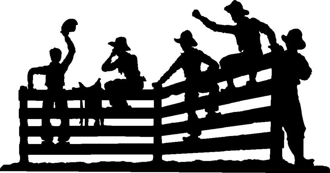 Cowboys sitting on a fence small vinyl wall decal | Etsy