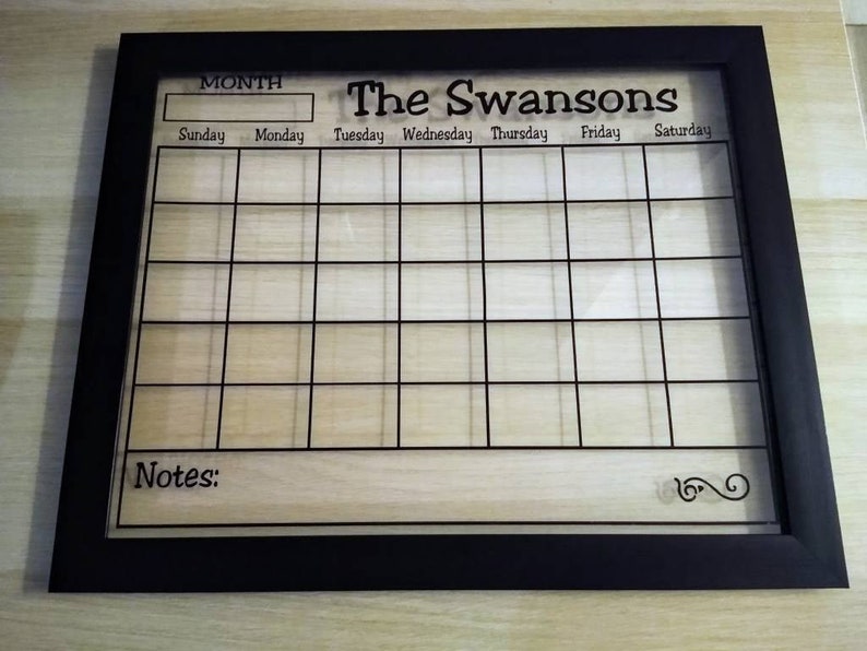 Personalized Calendar DECAL ONLY personalized and Reverse Cut to fit 16 h x 20 w frame, frame not included, DIY image 2