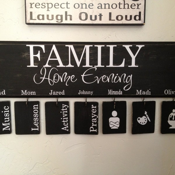 Family Home Evening  vinyl decal with assignments and graphics, decal only, the board is not included, do it yourself project