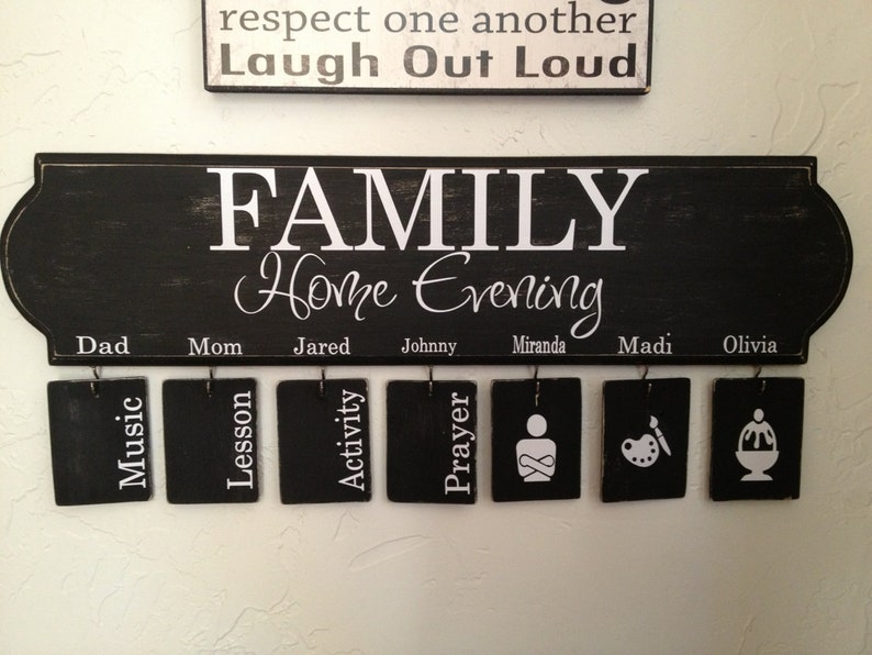 Family Home Evening vinyl decal with assignments and graphics, decal only, the board is not included, do it yourself project image 1